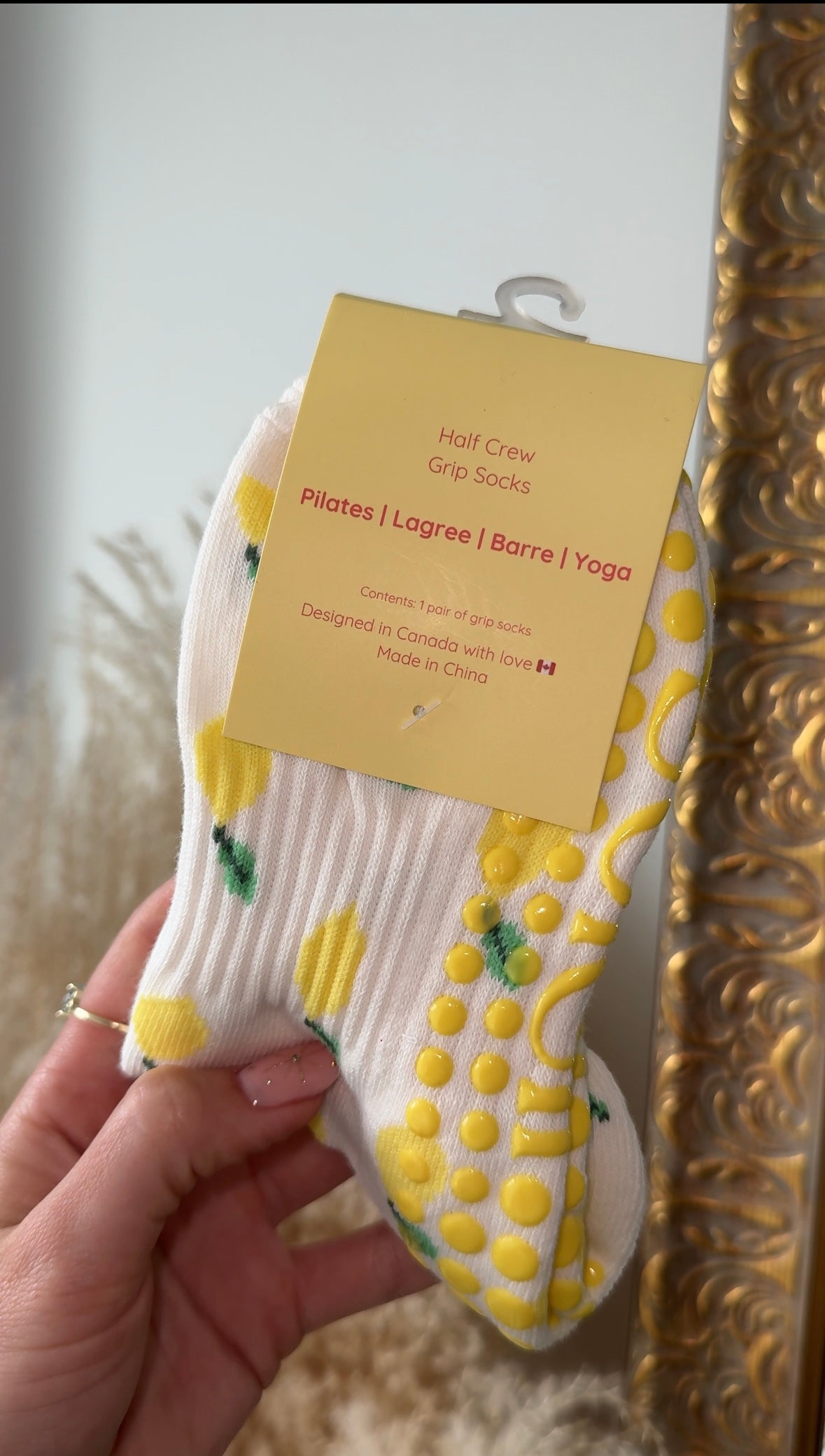 lemon grippy socks