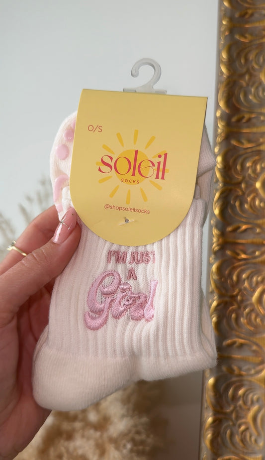 i’m just a girl grippy socks
